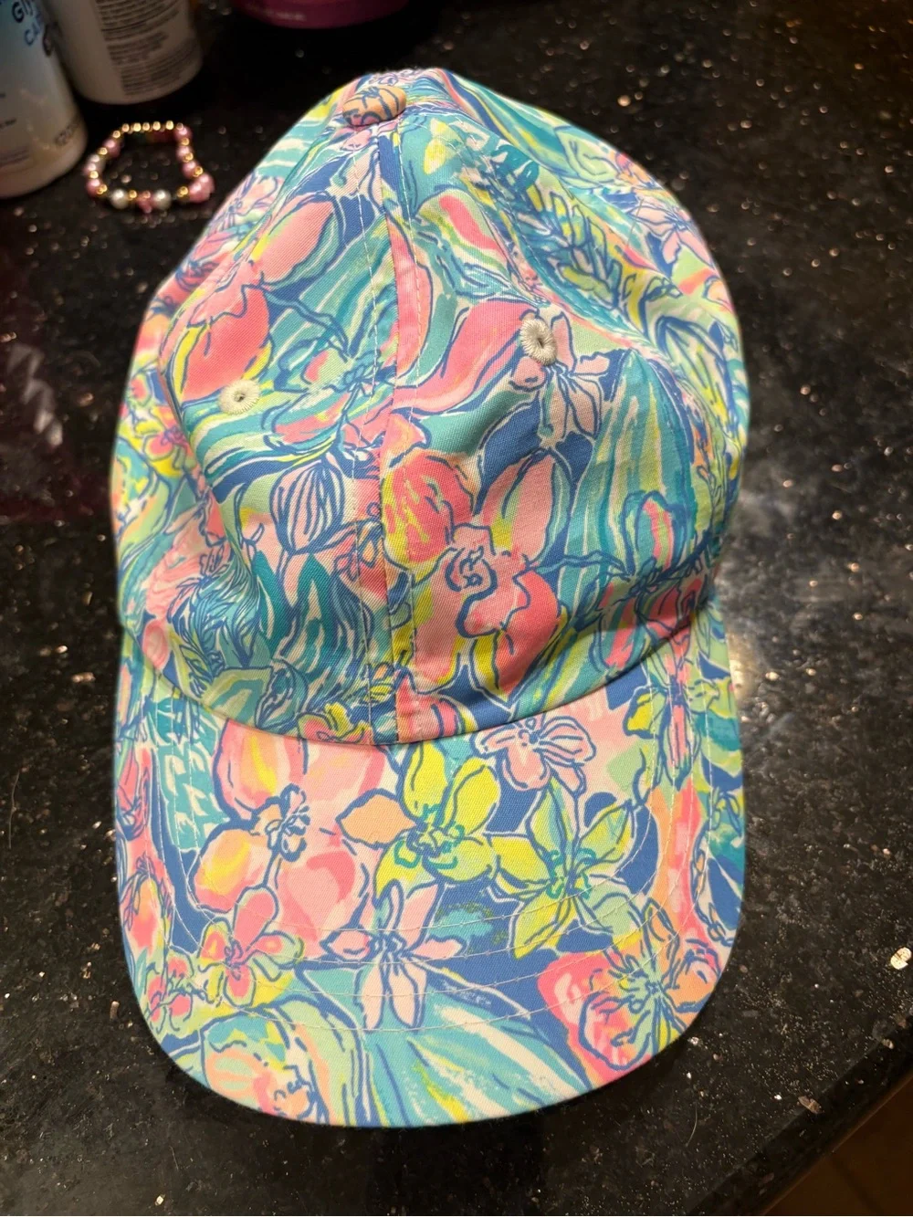 Lilly Pulitzer Blue Floral Trim Baseball Cap
